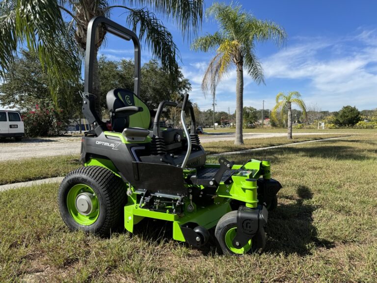 Open Qwikchute position on a Greenworks Optimus Z mower