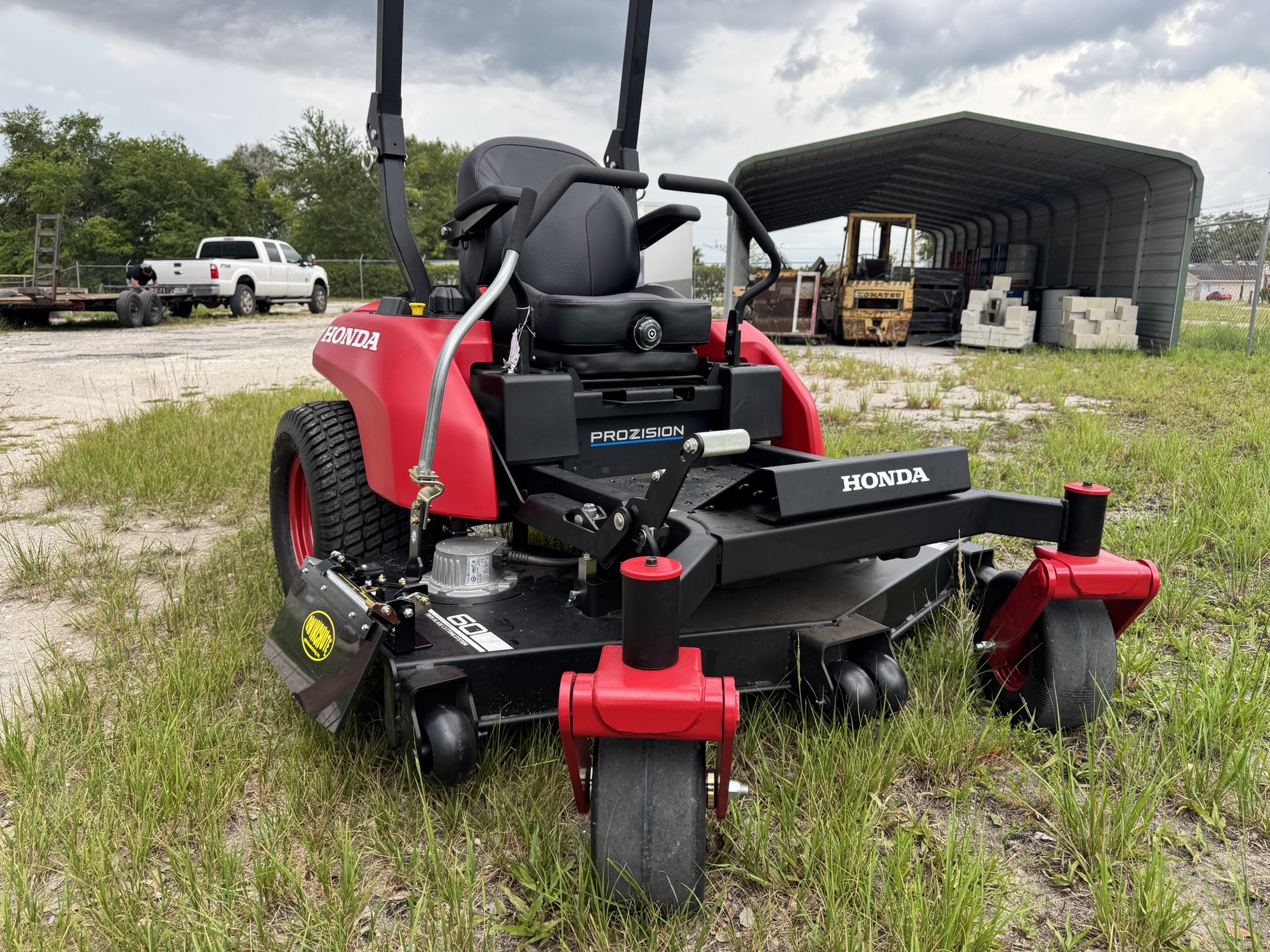 Qwikchute NQD-HON60 installed on a Honda ProZision electric mower with a 60-inch deck